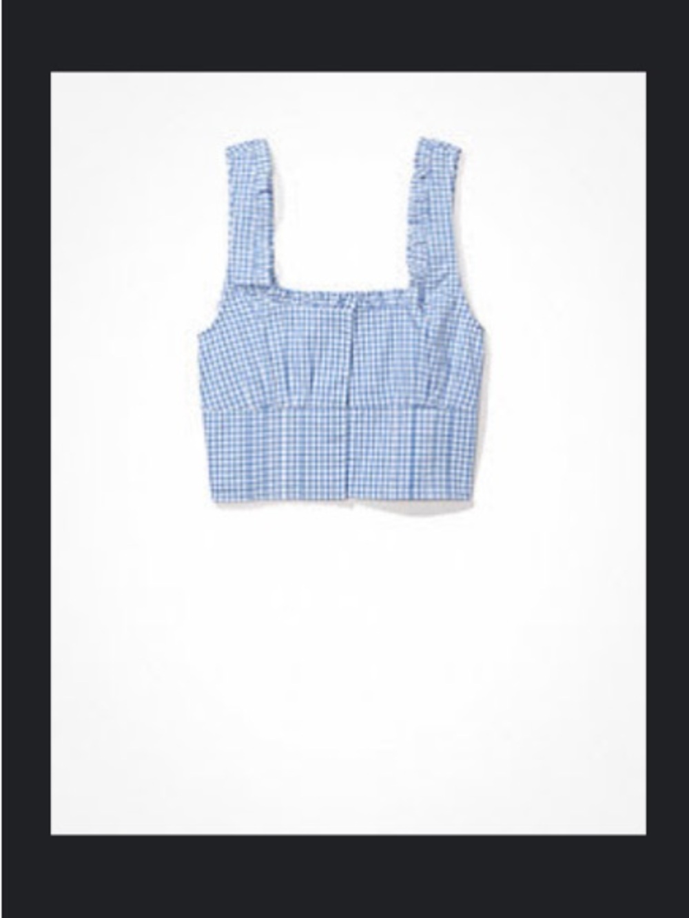 AE Square Neck Corset Cropped Tank Top - Chambray Blue